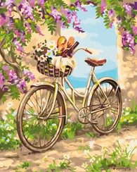 Картины по номерам без коробки Весенняя прогулка на велосипеде, 40х50см