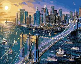 Картины по номерам без коробки Нью-Йорк. Бруклинский мост 40х50 см