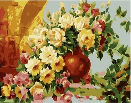 Картины по номерам без коробки Цветы в вазе на столе