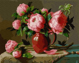 Картины по номерам без коробки Розовые садовые пионы